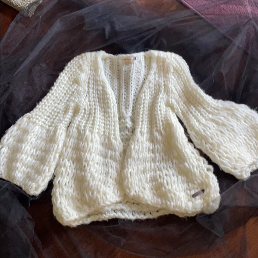 Hand knit chunky sweater cardigan